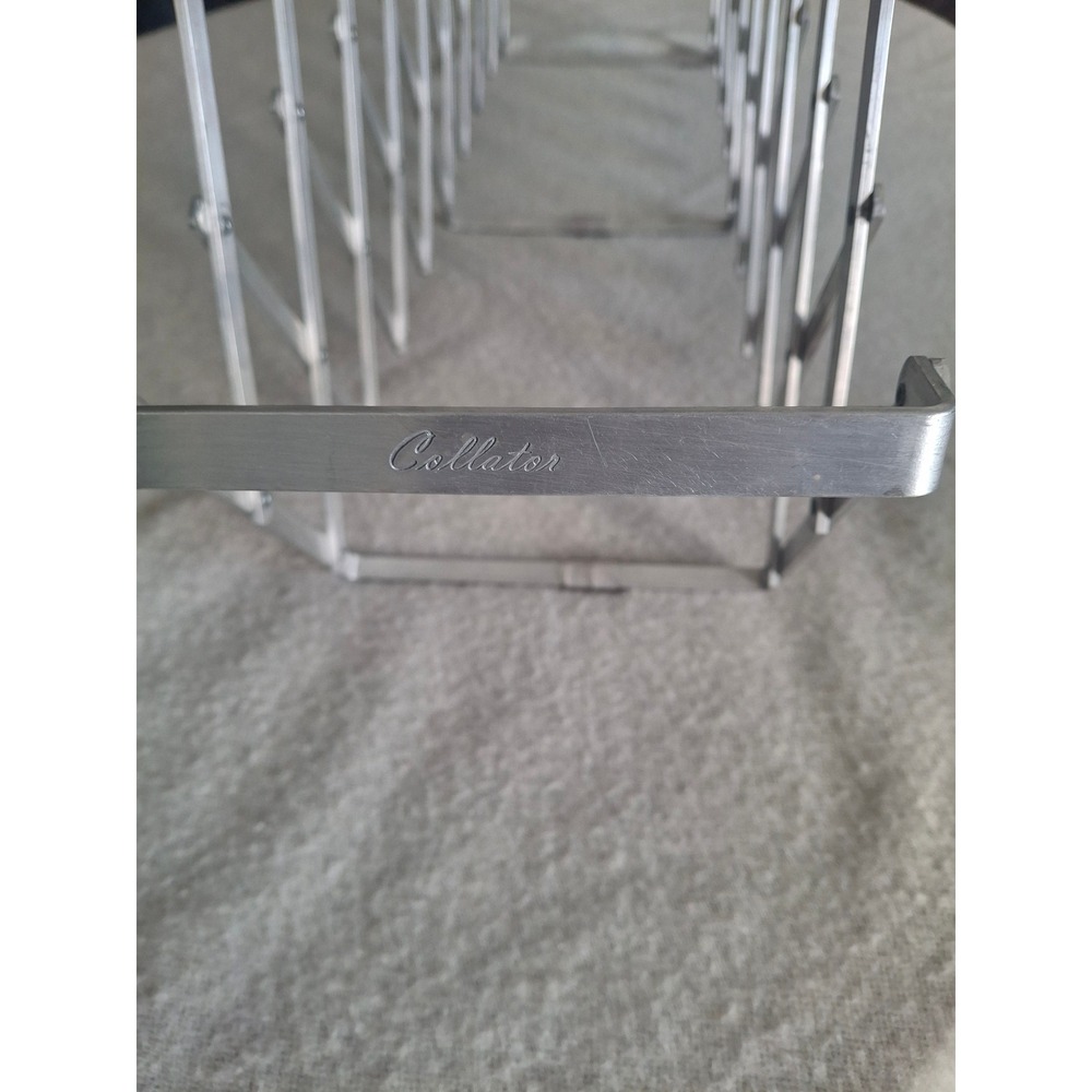 Vintage Collator Aluminum Accordion File Organizer Collapsible Metal Mail Rack